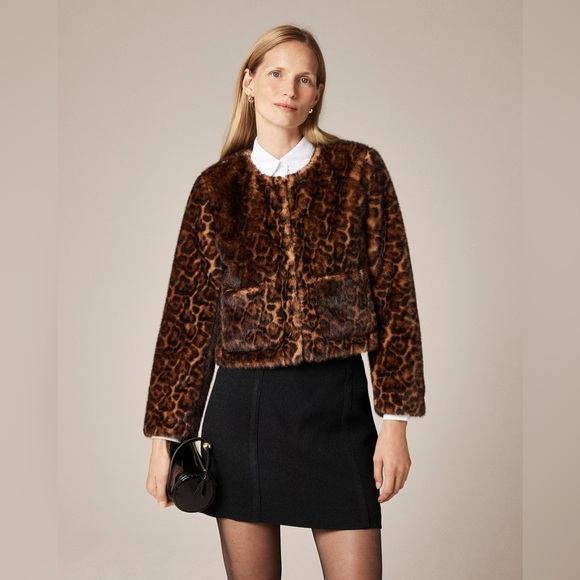 NWT J.Crew Faux-Fur Lady Jacket in Leopard Print - Picture 2 of 12